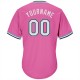 Custom Pink White-Light Blue Authentic Throwback Rib-Knit Baseball Jersey Shirt