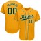 Custom Gold Green-White Authentic Baseball Jersey