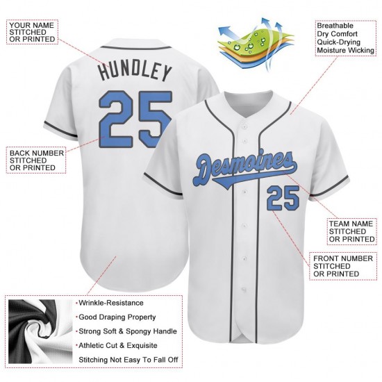 Custom White Light Blue-Dark Gray Authentic Father's Day Baseball Jersey