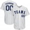 Custom White Navy Strip Navy-Gray Authentic Baseball Jersey