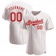 Custom White Red Strip Red-White Authentic Baseball Jersey