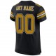 Custom Black Old Gold-White Mesh Authentic Football Jersey