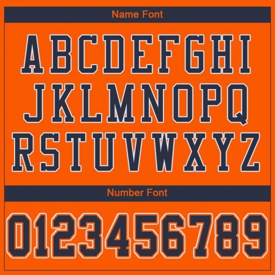 Custom Orange Navy-White Mesh Authentic Football Jersey