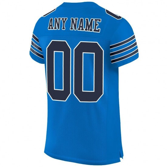Custom Panther Blue Navy-White Mesh Authentic Football Jersey