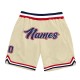 Custom Cream Navy-Red Authentic Throwback Basketball Shorts