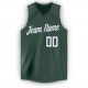 Custom Hunter Green White V-Neck Basketball Jersey