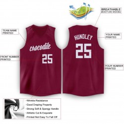 Custom Maroon White V-Neck Basketball Jersey