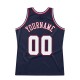 Custom Navy White-Red Authentic Throwback Basketball Jersey