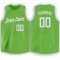 Custom Neon Green White Round Neck Basketball Jersey
