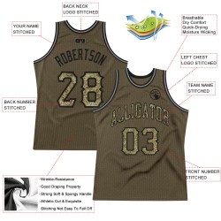 Custom Olive Camo-Black Authentic Throwback Basketball Jersey