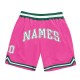 Custom Pink White-Kelly Green Authentic Throwback Basketball Shorts