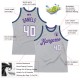Custom Silver Gray White-Purple Authentic Throwback Basketball Jersey