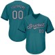 Custom Aqua Gray-Navy Authentic Throwback Rib-Knit Baseball Jersey Shirt