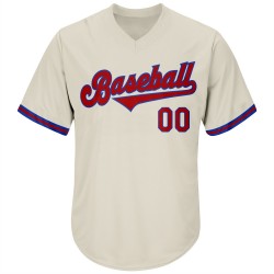 Custom Cream Red-Royal Authentic Throwback Rib-Knit Baseball Jersey Shirt