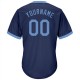 Custom Navy Light Blue Authentic Throwback Rib-Knit Baseball Jersey Shirt