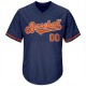 Custom Navy Orange-White Authentic Throwback Rib-Knit Baseball Jersey Shirt