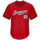 Custom Red White-Black Authentic Throwback Rib-Knit Baseball Jersey Shirt