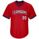 Custom Red White-Navy Authentic Throwback Rib-Knit Baseball Jersey Shirt