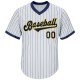 Custom White Navy Strip Navy-Gold Authentic Throwback Rib-Knit Baseball Jersey Shirt