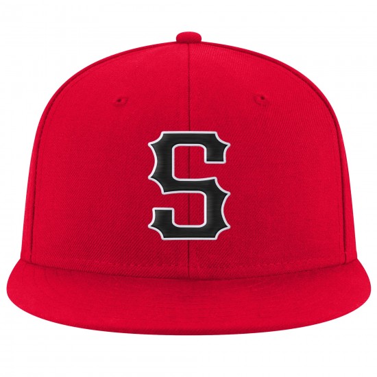 Custom Red Black-White Stitched Adjustable Snapback Hat
