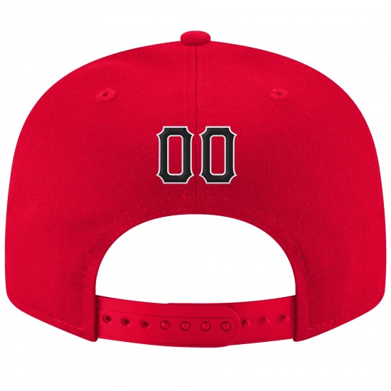 Custom Red Black-White Stitched Adjustable Snapback Hat