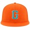 Custom Orange Aqua-White Stitched Adjustable Snapback Hat