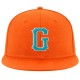 Custom Orange Aqua-White Stitched Adjustable Snapback Hat