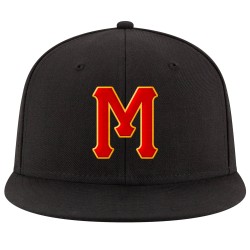 Custom Black Red-Gold Stitched Adjustable Snapback Hat