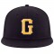 Custom Navy Gold-White Stitched Adjustable Snapback Hat