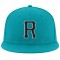 Custom Aqua Black-White Stitched Adjustable Snapback Hat