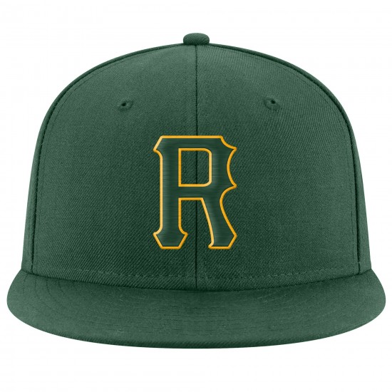Custom Green Green-Gold Stitched Adjustable Snapback Hat
