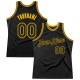 Custom Black Black-Gold Authentic Throwback Basketball Jersey