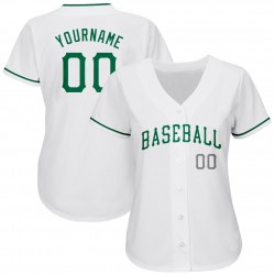 Custom White Kelly Green-Gray Authentic St. Patrick's Day Baseball Jersey