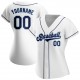 Custom White Navy-Powder Blue Authentic Baseball Jersey