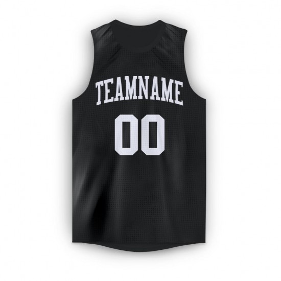Custom Black White Round Neck Basketball Jersey
